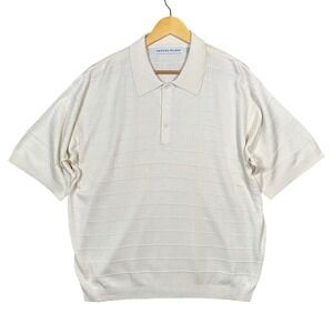 Irvine Park Mens Knit Polo Shirt Short Sleeve Textured Beige Size XL NWOT
